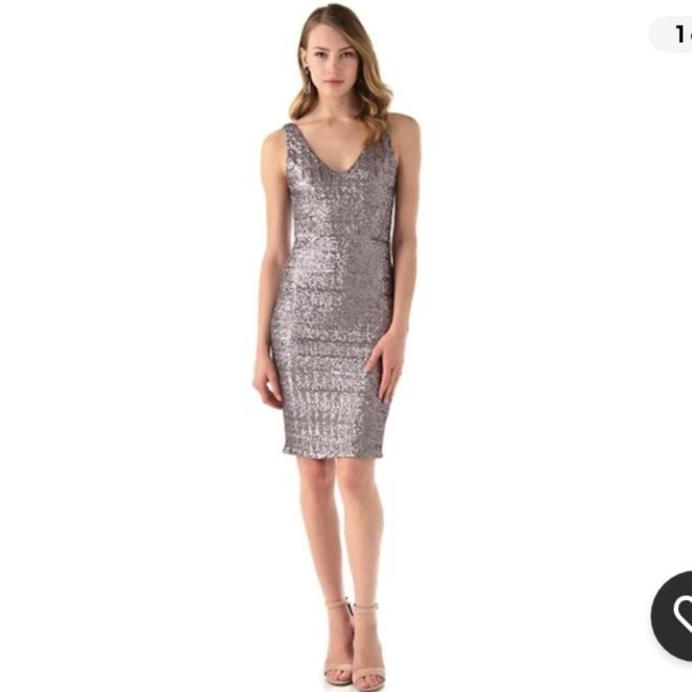 Velvet Graham and Spencer pewter colored v-neck sequined tank dress. Size Small